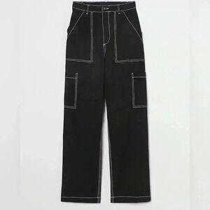 Divided Black Women's Cargo Pants White Stitching